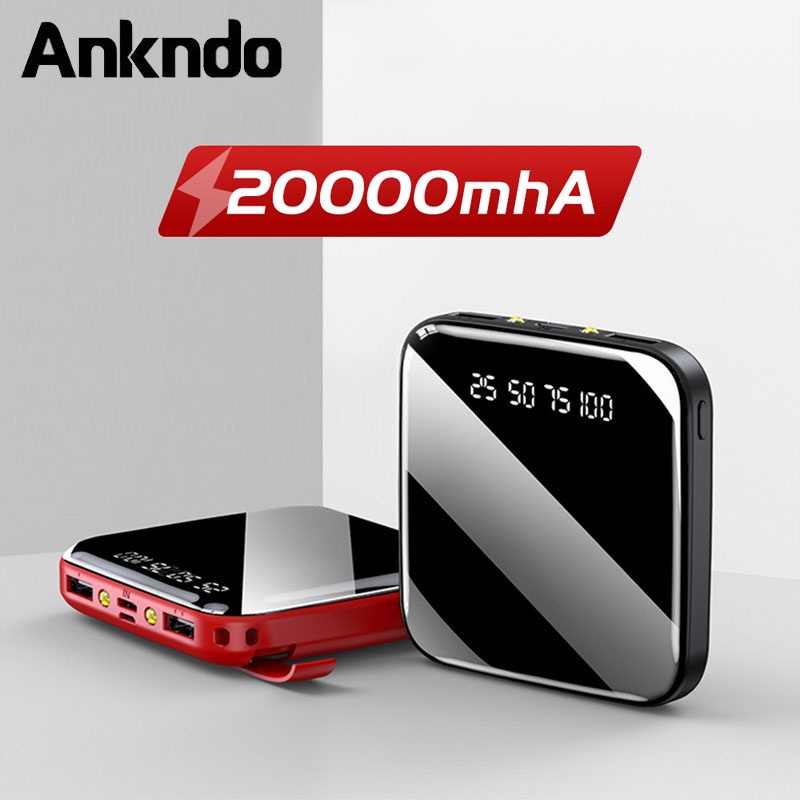 Pin sạc dự phòng Ankndo 20000mAh mặt gương có màn hình hiển thị tiện dụng