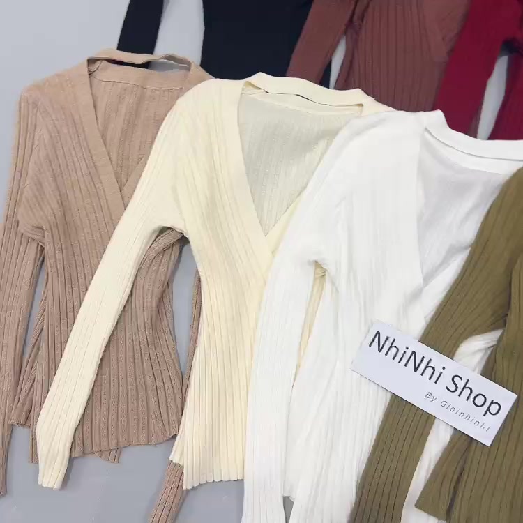 Áo len vạt chéo cổ vòng sexxy, Áo kiểu dáng ôm dài tay AL1156 - NhiNhi Shop | BigBuy360 - bigbuy360.vn