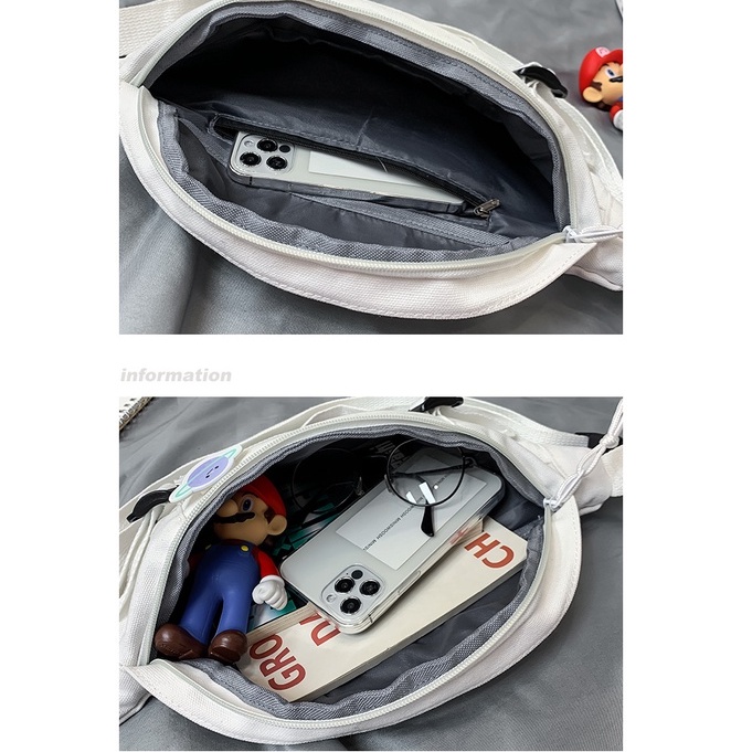 Túi Đeo Chéo vải Oxford siêu bền thời trang nam nữ Bear Bag Kuu Clothes Màu Bạc chống thấm nước tùy ý điều chỉnh