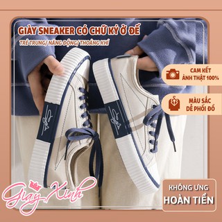 Giày thể thao nữ đế gồ, Giày thể thao sneaker nữ có chữ ký ở đế thấp cổ dáng học sinh sinh viên đều phù hợp