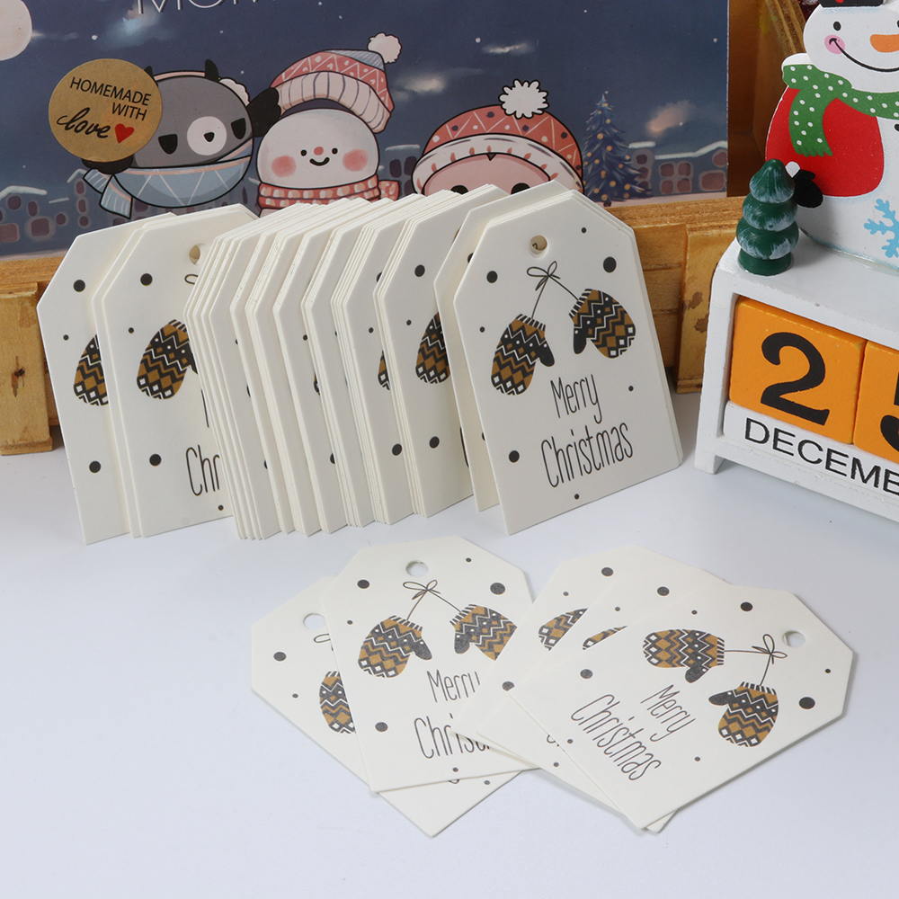 Set 50 thẻ tag giấy phong cách Giáng sinh trang trí đa dụng