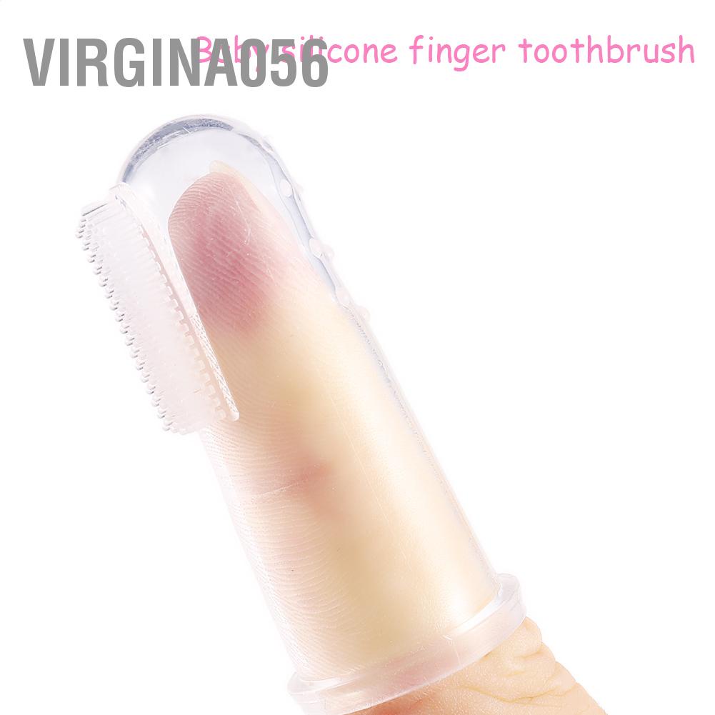 Virgina056 Bàn chải đánh răng ngón tay mềm silicon bằng cao su làm sạch cho trẻ sơ sinh