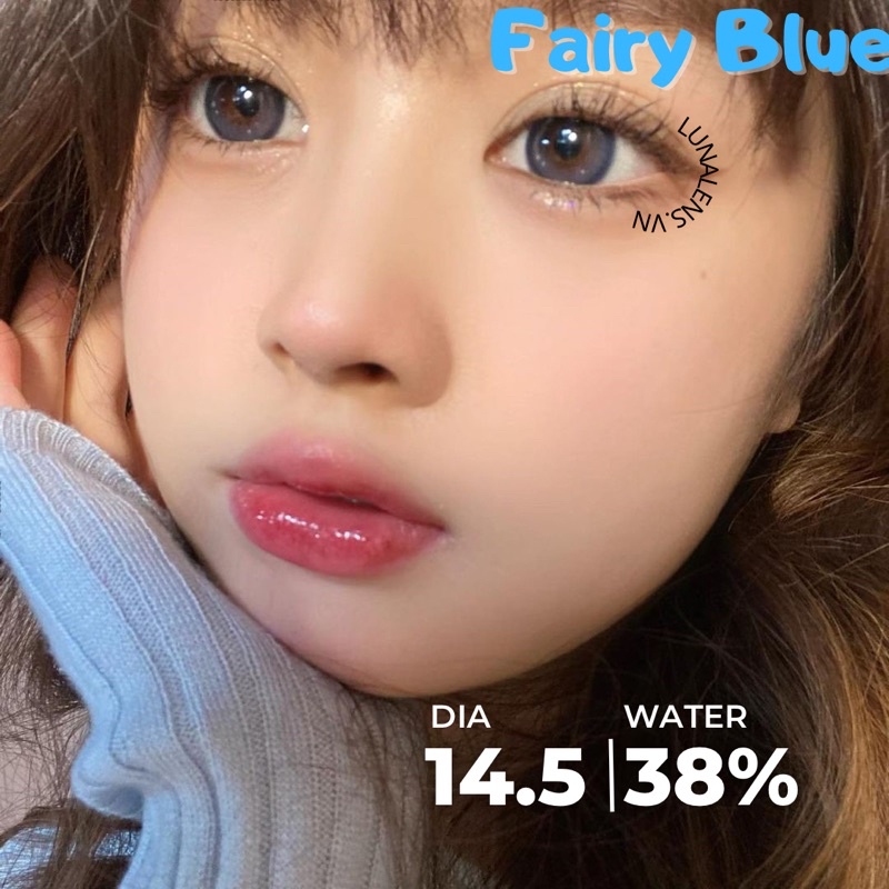 MỘT ĐÔI KÍNH ÁP TRÒNG MÀU XANH ĐEN FAIRY BLUE LENS CÓ ĐỘ CẬN SIÊU ÊM SIÊU MỀM NỘI ĐỊA TRUNG QUỐC