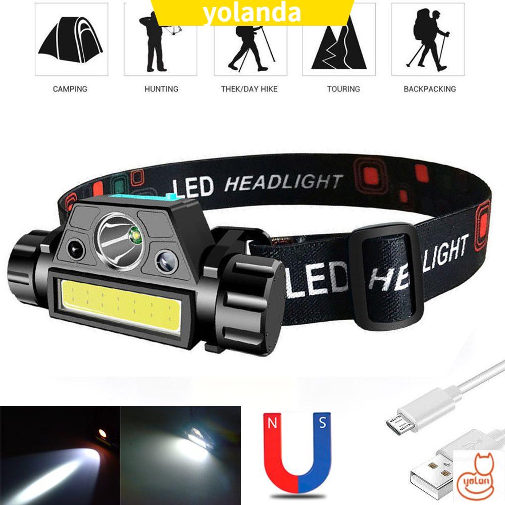 Đèn LED COB đội đầu siêu sáng chống thấm nước có cổng sạc USB tiện dụng khi đi cắm trại