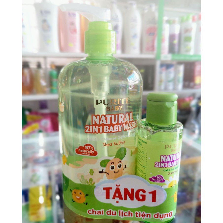 Sữa tắm gội Purite Baby 500ml Natural Baby 2in1 Wash