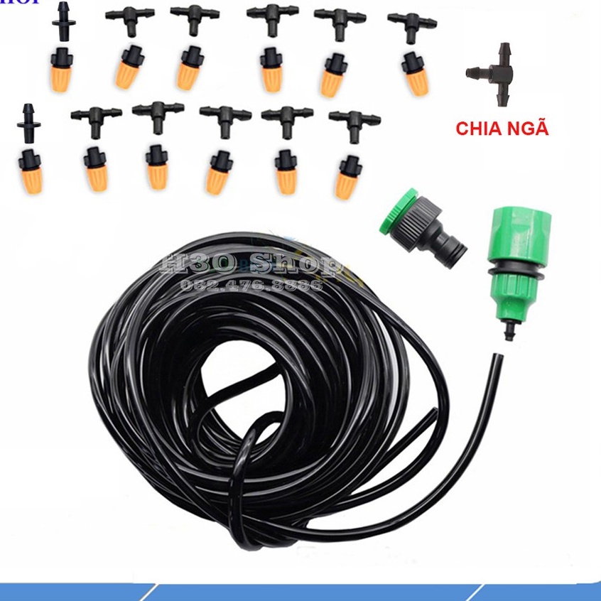 Bộ 12 Béc Vòi Tưới Phun Sương Và Dây 15m Loại 1 - Tưới Rau, Cây Cảnh, Làm Mát Không Khí