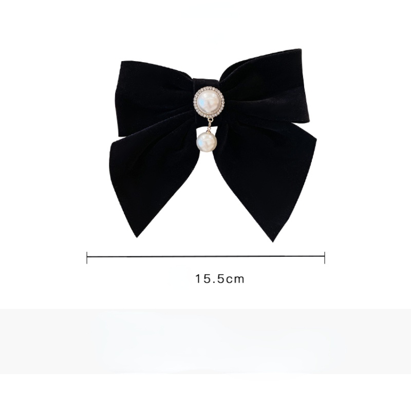 Kẹp Tóc Hình Nơ Ruy Băng Màu Đen Phong Cách Hàn Quốc Cho Nữ