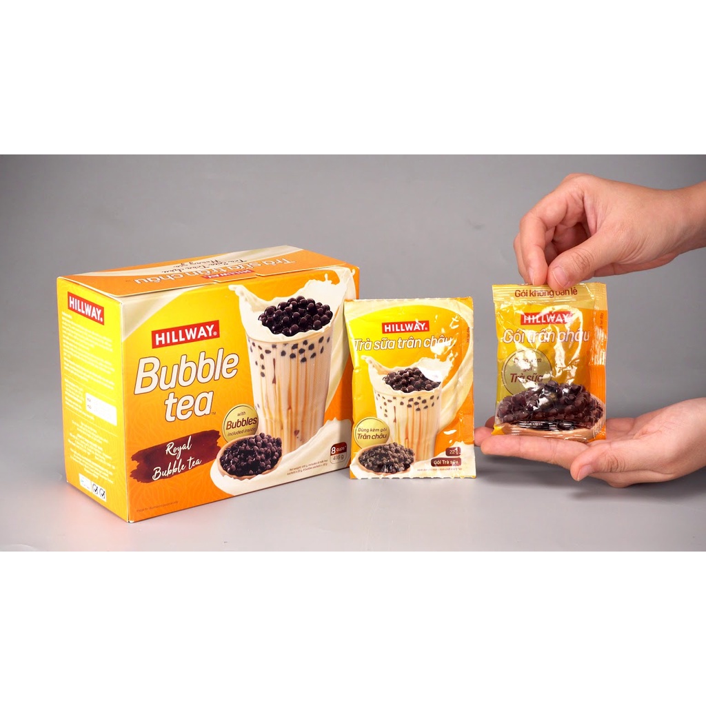 Trà Sữa Trân Châu Royal Tea/  Hillway Tự Pha Vị Chân Trâu Đường Đen Hộp 8 gói