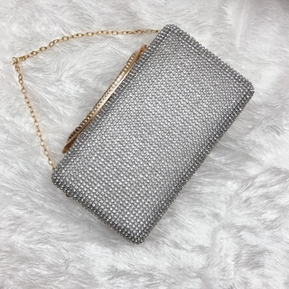 Clutch Dự Tiệc Đính  Đá 299 Bạc( ảnh thật)
