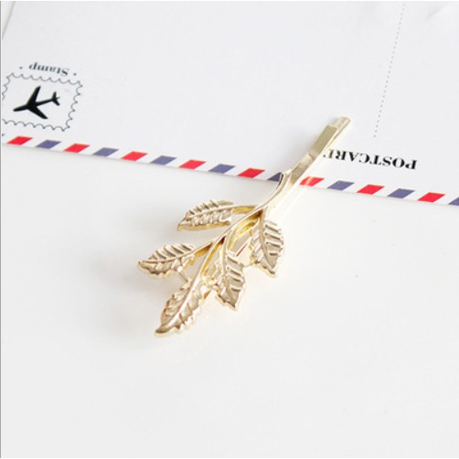 Kẹp tóc kim loại hình lá thanh lịch cho nữ