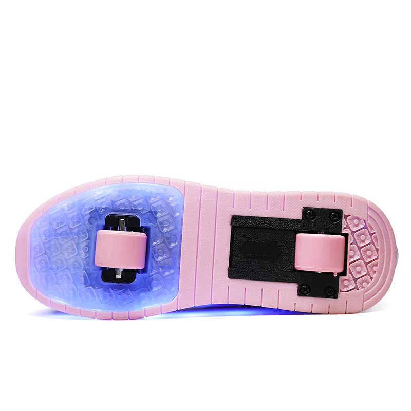 Giày trượt patin YOZOH thiết kế hai bánh tích hợp đèn LED thời trang năng động size 28-40