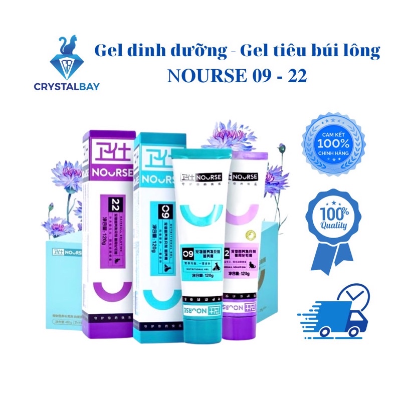 Combo gel tiêu búi lông Nourse 22 và gel dinh dưỡng cho mèo Nourse 09
