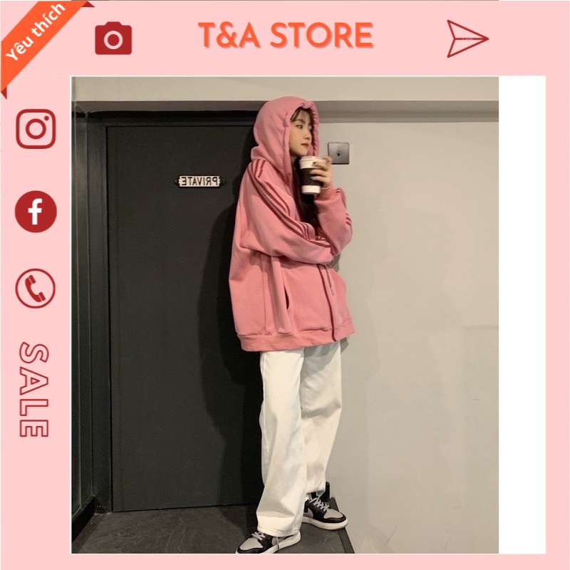 Áo Hoodie nỉ bông Ulzzang kẻ sọc nhiều màu năng động, áo khoác nữ form rộng Hàn Quốc dưới 80kg - T&A Store .T&A | BigBuy360 - bigbuy360.vn