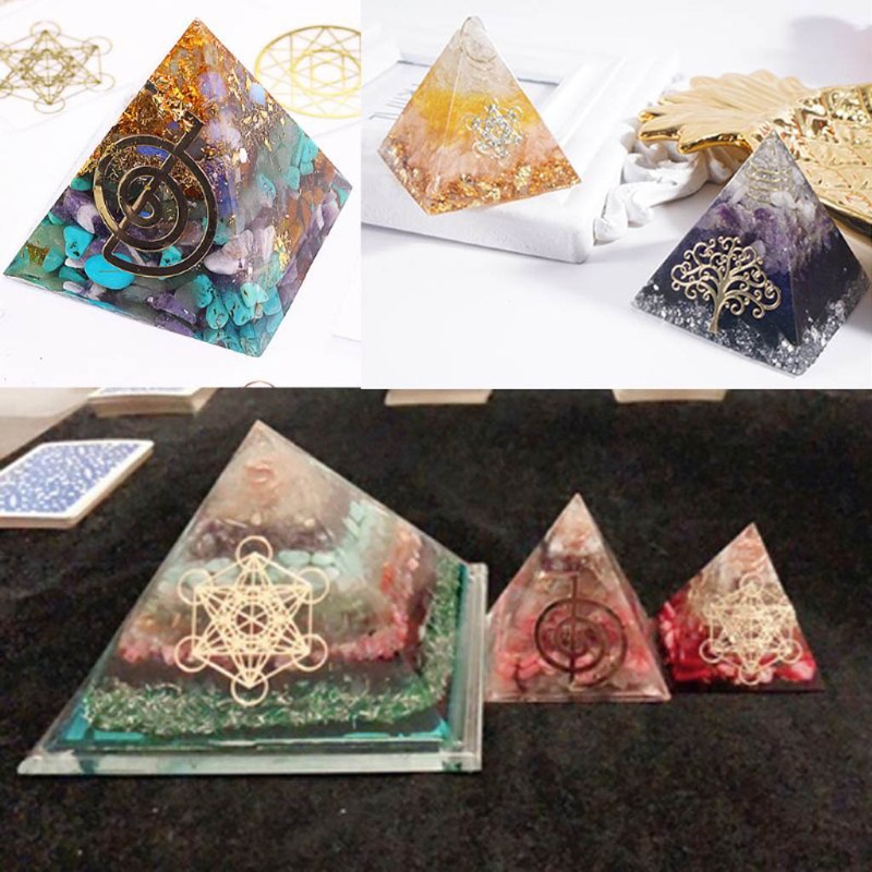 Sa Set 30 Miếng Dán 7Chakra Tháp Orgonite Bằng Nhựa Resin Epoxy Họa Tiết Kim Tự Tháp