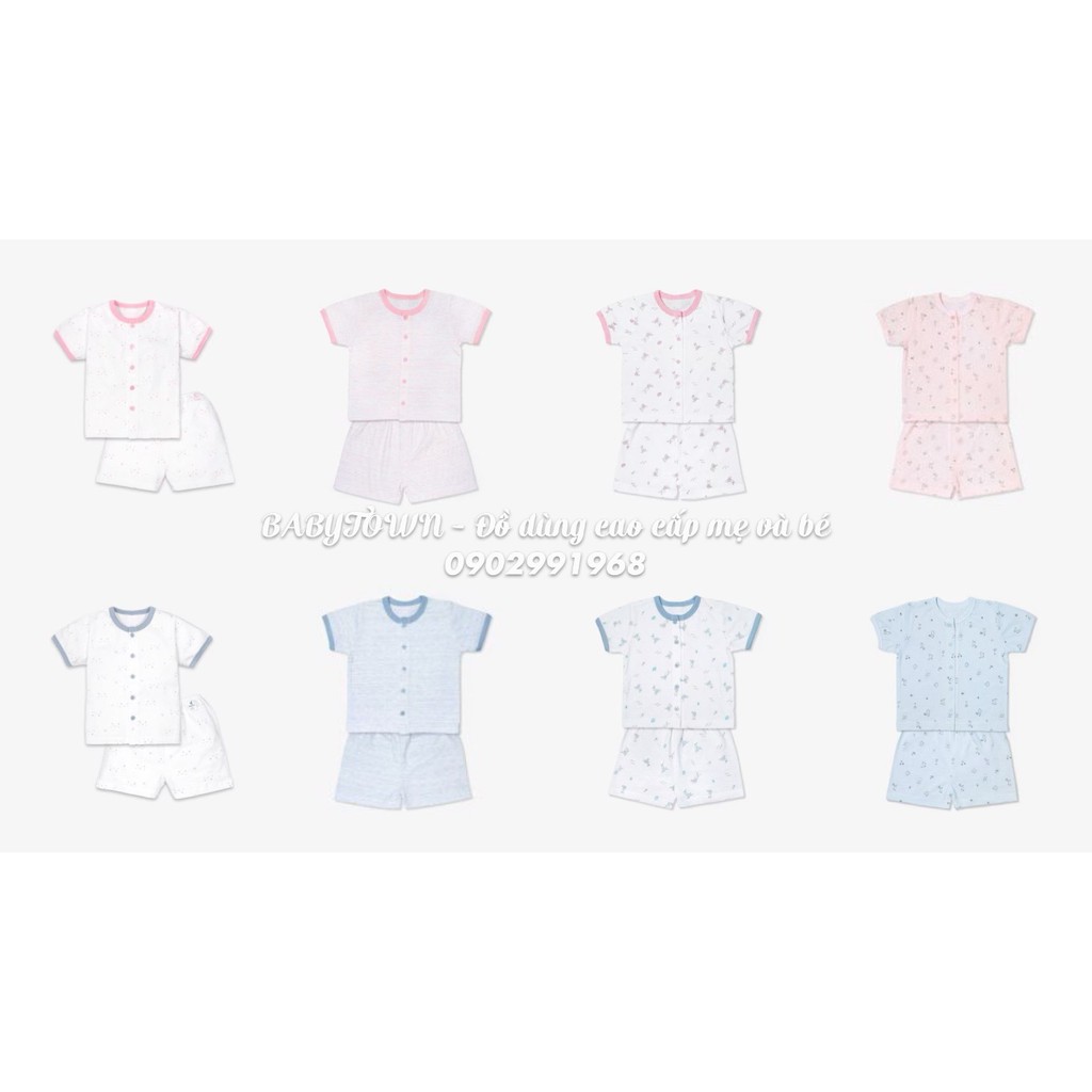 Bộ cộc tay cài giữa Miomio 100% cotton mỏng mát