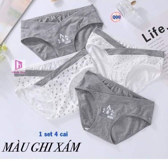 Quần lót bầu sau sinh cạp chéo cotton CAO CẤP cho bà bầu sinh thường hoặc sinh mổ size từ 43 - 85kg( set 4 quần)