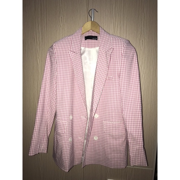 [Thanh Lý] Áo blazer Dottie sọc caro hồng