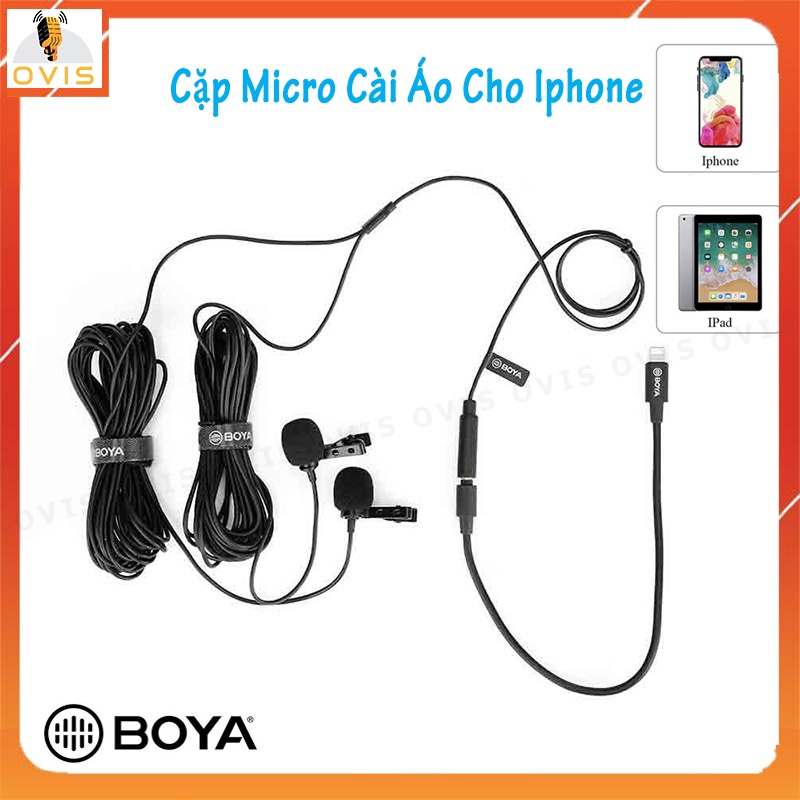 Cặp Micro Cài Áo Cho Iphone, Ipad Cổng Lightning 6m | Boya BY-M2D