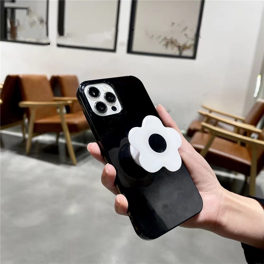 Ốp điện thoại họa tiết hoa trắng phong cách Nhật Hàn đơn giản kèm giá đỡ cho IPHONEX xr xsmax 78p 12PROMAX 11