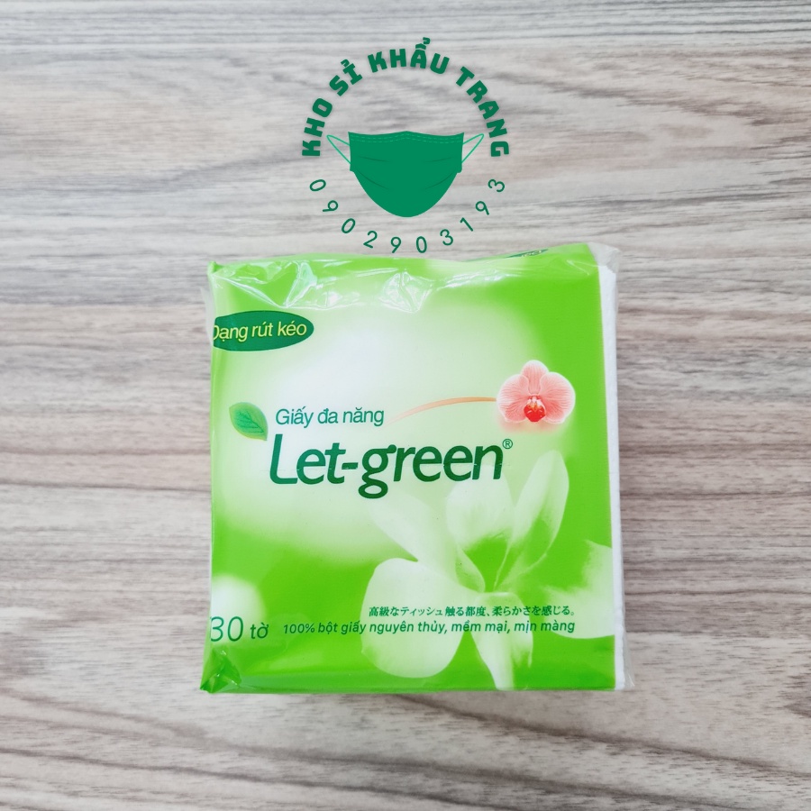Giấy vệ sinh đa năng Letgreen 10*21cm bịch 130 tờ trắng mịn