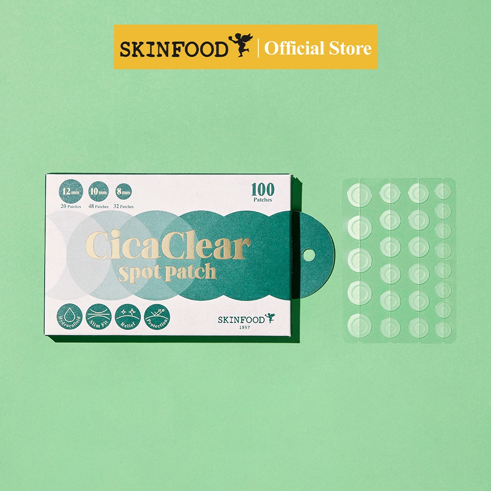 Set 100 miếng dán mụn SKINFOOD Hydrocolloid Cica AC (25 miếng dán mụn * 4 tờ)