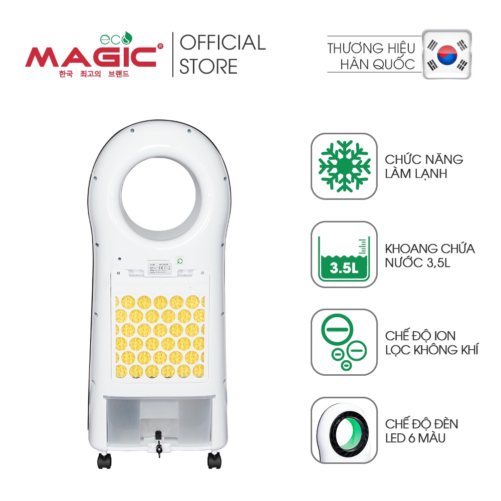 Quạt làm mát không cánh Magic Eco AC301,màn hình cảm ứng,lọc không khí tự động,bảo hành chính hãng