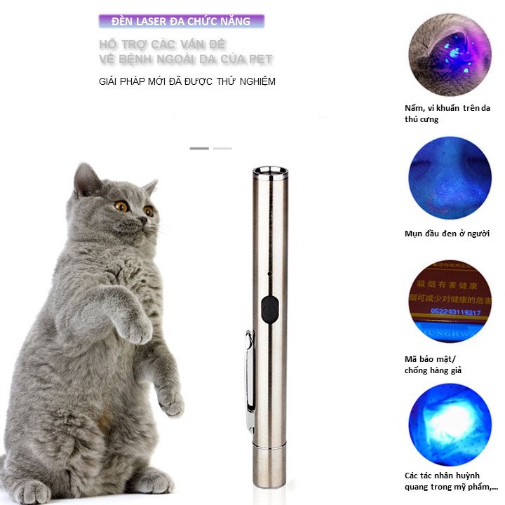 Đèn Laser UV365 Chống Nước Soi Vi Khuẩn & Nấm Ở Thú Cưng LS002 MIAOCAT