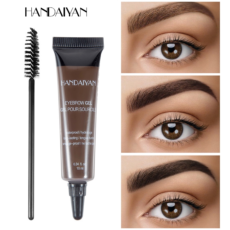 [Hàng mới về] Gel nhuộm lông mày HANDAIYAN 10ml trang điểm chống thấm nước kèm cọ chuốt lông mày dành cho bạn nữ