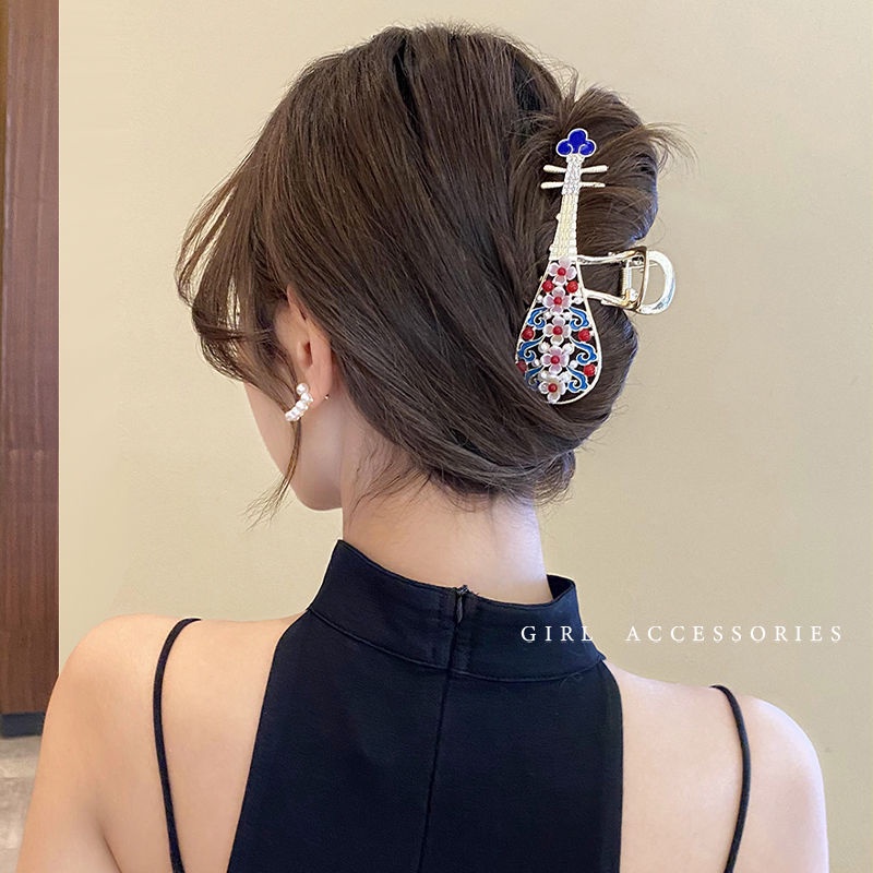 Kẹp Tóc Càng Cua Đính Đá Ngọc Trai Phong Cách Trung Hoa Cổ Điển Sang Trọng Thời Trang Cho Nữ