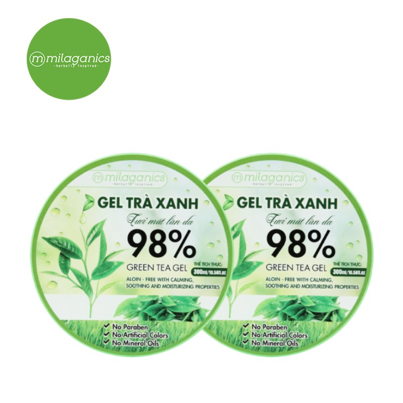 Combo 2 Gel Trà Xanh Tươi Mát Làn Da Milaganics (300ml / Hộp)