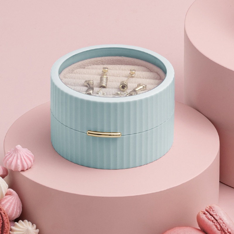 Hộp Đựng Trang Sức Hai Ngăn Hình Tròn Màu Trắng