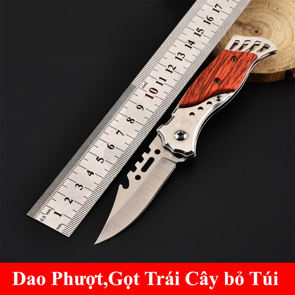 Dao Phượt cán gỗ cắt gọt hoa quả , dây dù phong cách nước Nhật