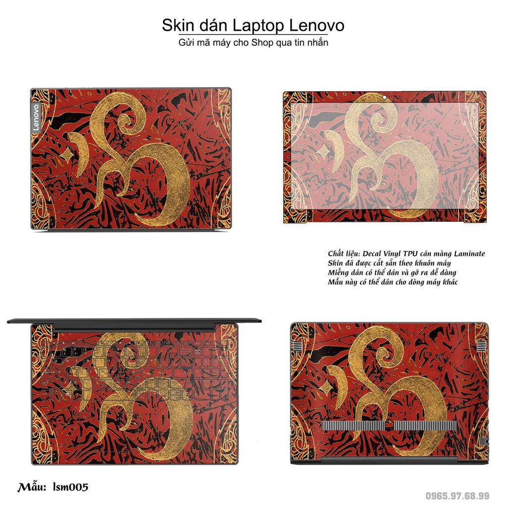 Skin dán Laptop Lenovo in hình Biểu Tượng Om Vàng - lsm005 (inbox mã máy cho Shop)