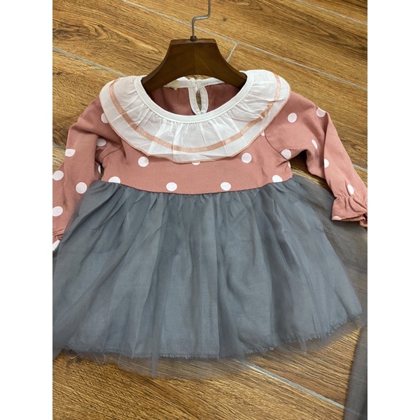 Váy Chấm Bi Cho Bé Gái Size 0-3 Tuổi
