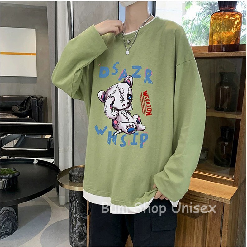 Áo Thun Unisex Tay Dài Freesize - TTD33 Gấu DSAZR - Chất Cotton Dày Dạn - Form Rộng < 75kg - 4 Màu Cực Chất | BigBuy360 - bigbuy360.vn