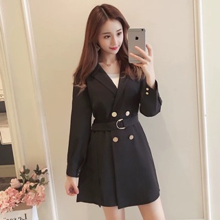 (Order) bigsize Váy cổ vest 4 cúc kèm belt thanh lịch