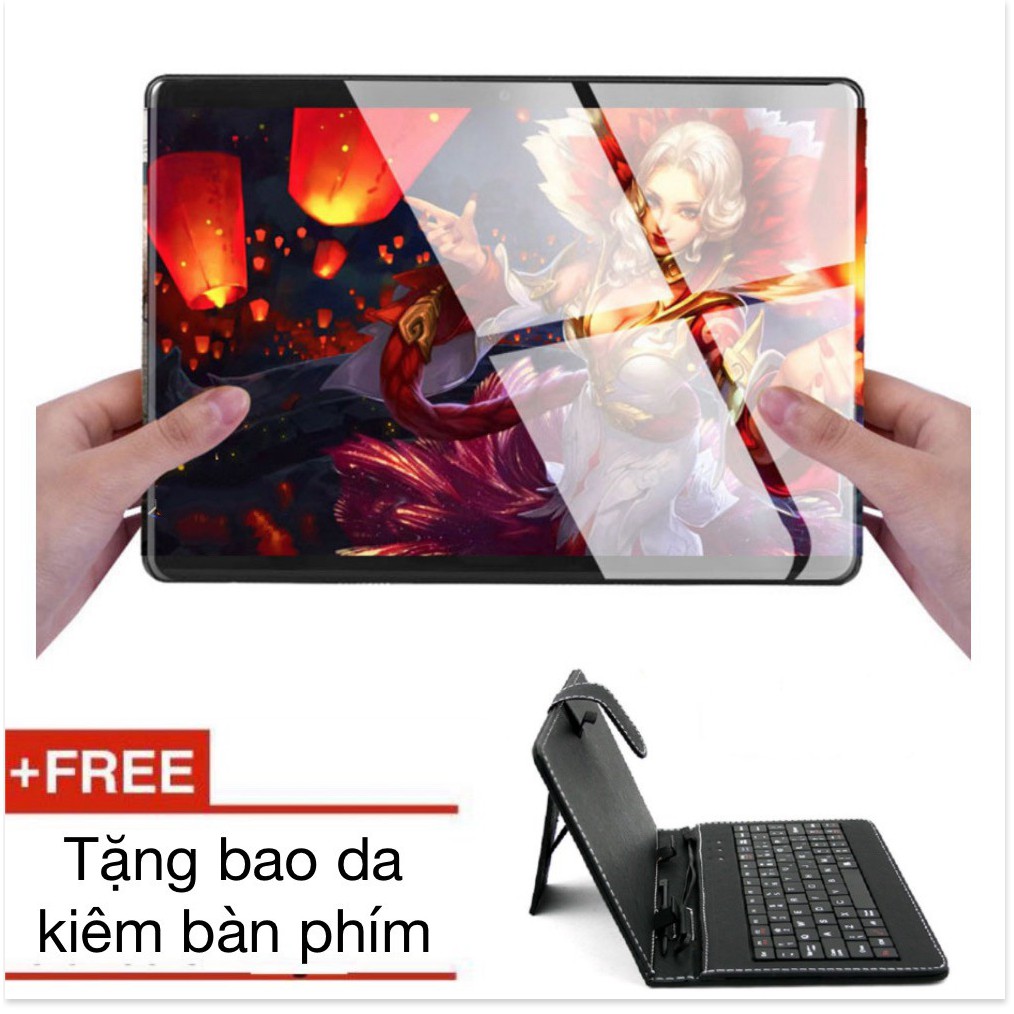 máy tính bảng màn hình 10.1 inch tràn viền 5D MTK6592 tặng kèm bao da kiêm bàn phím 2021    -TTHome