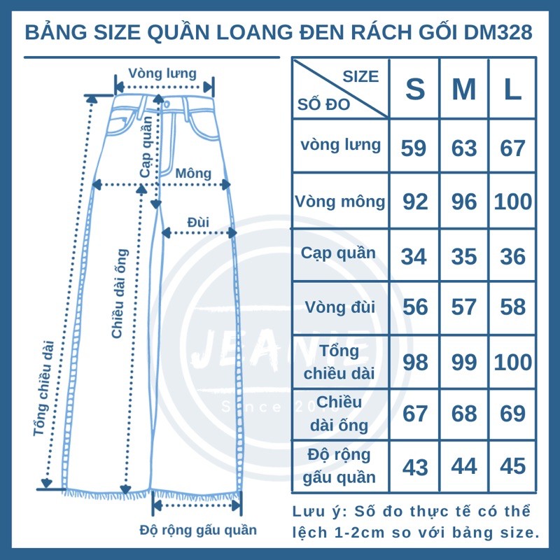 Quần jeans nữ ống suông dài JEANIE 328 quần jean rách gối, quần jean loang màu cá tính