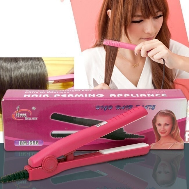 Máy duỗi tóc và uốn xoăn cúp cụp tóc mini nam nữ dạng kẹp cầm tay nhỏ 2in1 đa năng nhiệt điện nóng bỏ túi du lịch giá rẻ