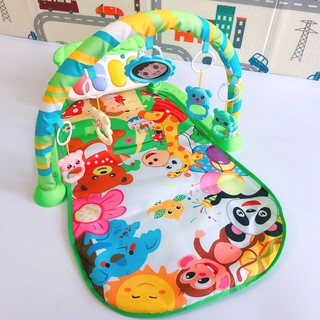 Thảm nhạc cho bé nằm chơi, kích thích tò mò - Mẫu vườn thú xanh lá