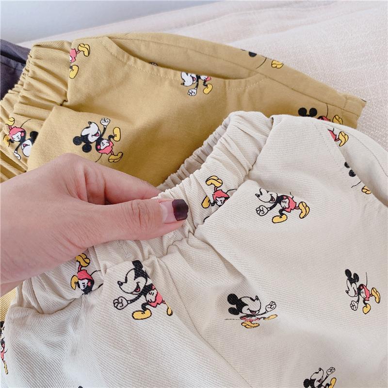 Quần Short Vải Cotton Họa Tiết Hoạt Hình Chuột Mickey Thời Trang Mùa Hè Cho Bé