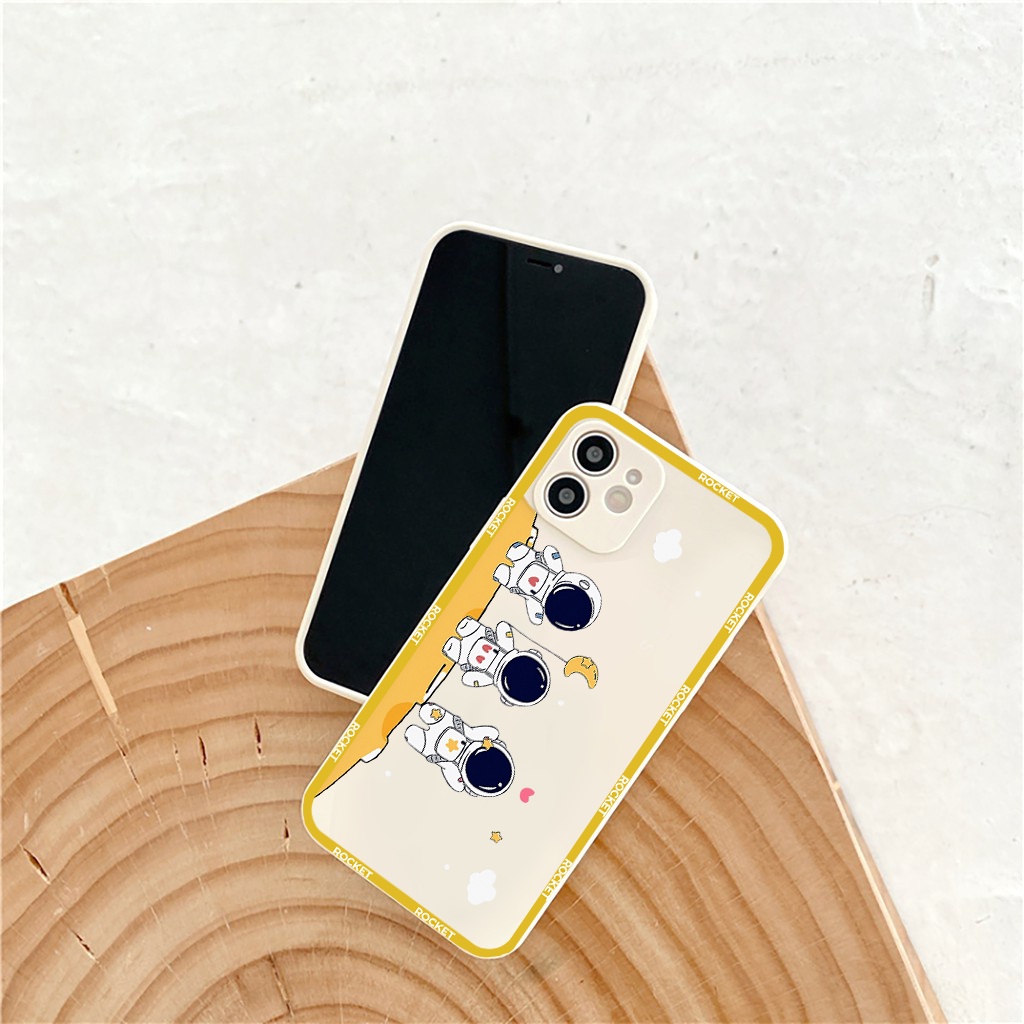 Ốp lưng iphone cạnh vuông Phi hành gia mặt trăng dành cho iphone 6 đến 14promax - E130