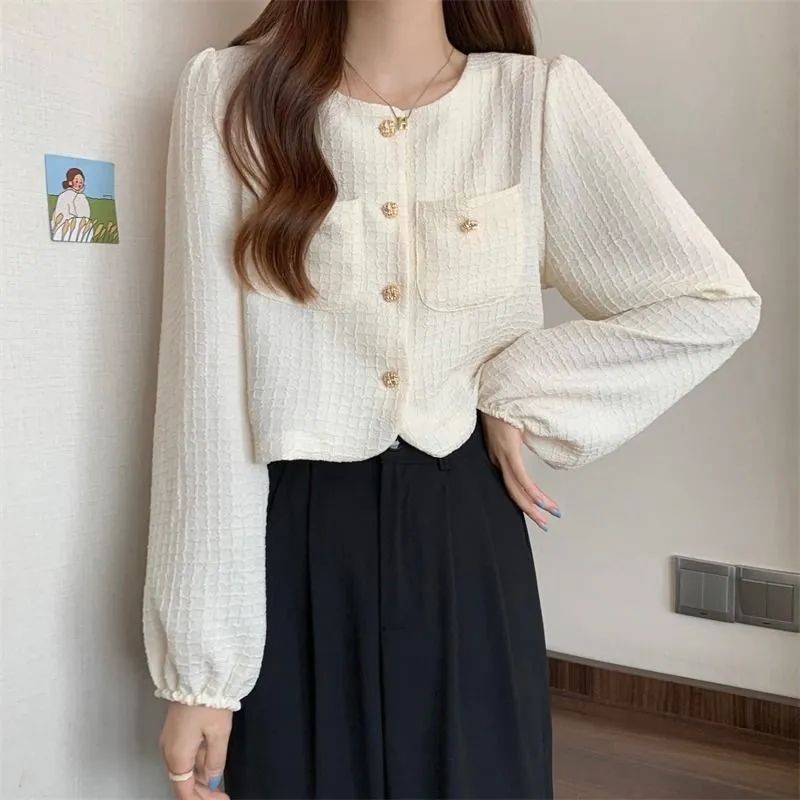 Áo Sơ Mi Ngắn Dáng Rộng Tay Dài Phong Cách Chanel Thời Trang Mùa Thu Mới Cho Nữ