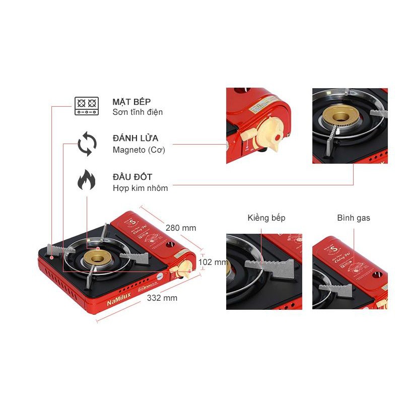 [CHÍNH HÃNG] Bếp Gas Du Lịch Namilux VN Tích Hợp Van An Toàn