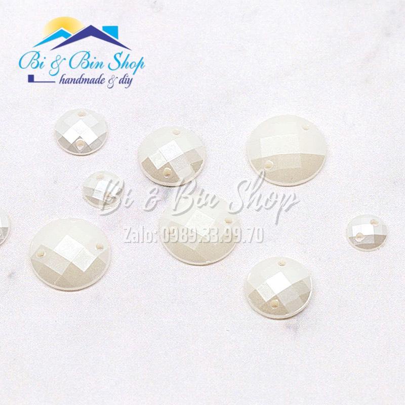 Đá Kết Tròn Màu Kem Sữa Cừ Đính Kết Trang Phục Thời Trang Làm Phụ Kiện Handmade