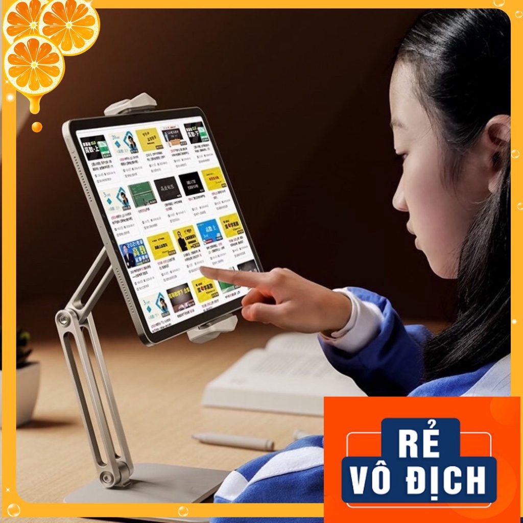 Giá Đỡ iPad, Máy Tính Bảng Tablet Galaxy Tab Hợp Kim Nhôm Để Bàn Dạng Kẹp Khớp Nâng Xoay 360 Độ Đa Năng - P47