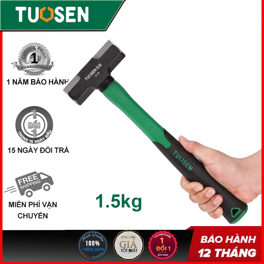 Búa Tạ 1.5kg TUOSEN với tay cầm bọc cao su