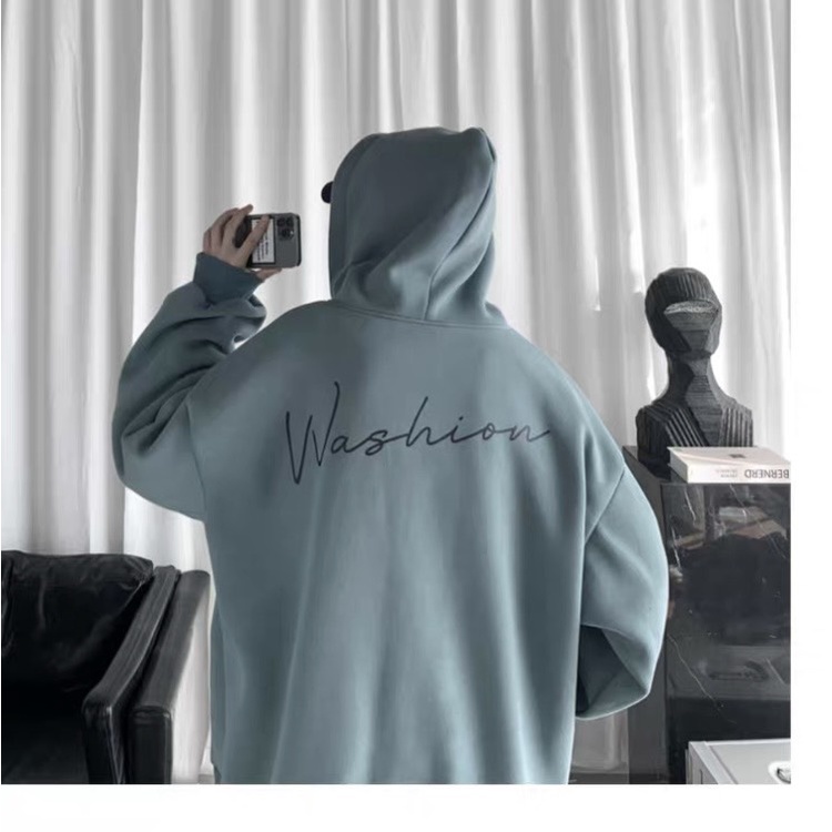 Áo khoác nỉ nam nữ  WASHON form rộng đi học có dây kéo áo hoodie nữ form rộng có dây kéo