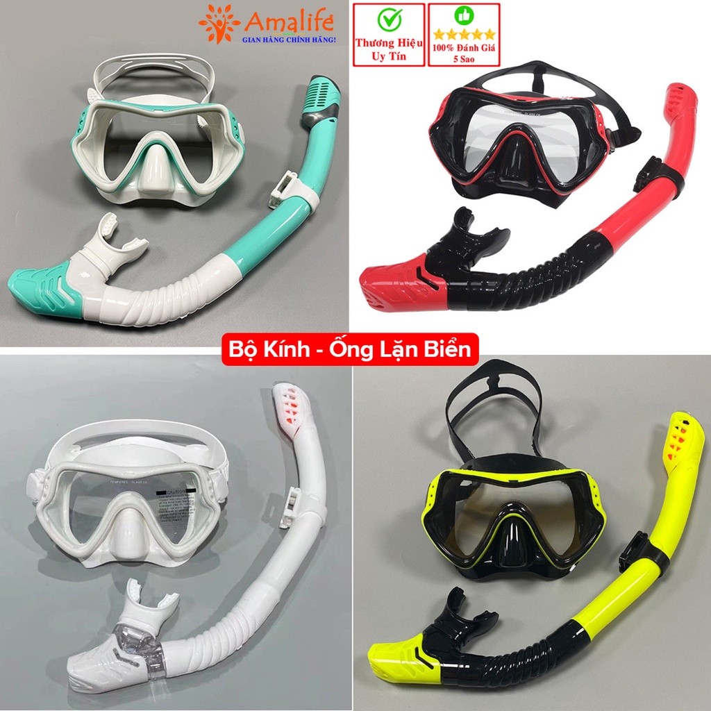 Bộ Mặt Nạ Lặn Kèm Ống Thở Lặn Biển Ngăn Nước Cao Cấp – Mặt Kính Cường Lực Chống Mờ Cao Cấp Chính Hãng Amalife