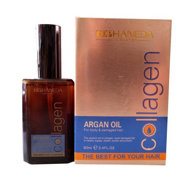 Tinh dầu dưỡng tóc Haneda Collagen (argan oil) phục hồi tóc hư tổn 60ml